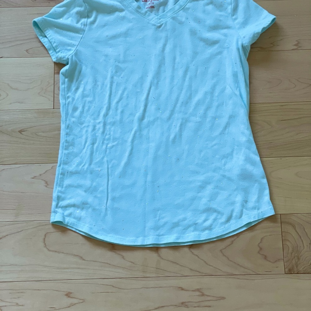 Girls blue sparkly glitter t shirt!